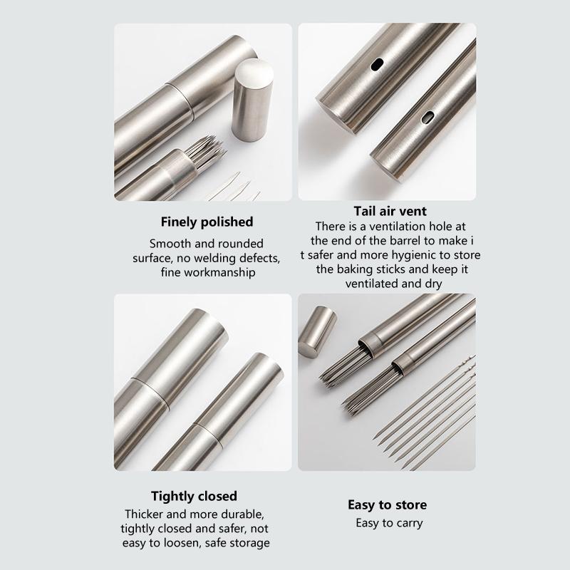 50Pcs Stainless Steel Barbecue Skewer Reusable BBQ Skewers Kebab Iron Stick For Outdoor Camping Picnic Tools Cooking Tools 35cm