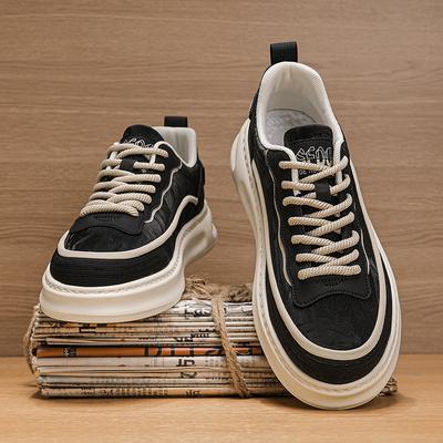 22 Autumn and Winter New Dad Shoes Comfortable Leather Thick-soled Low-top Sports and Leisure Board Shoes