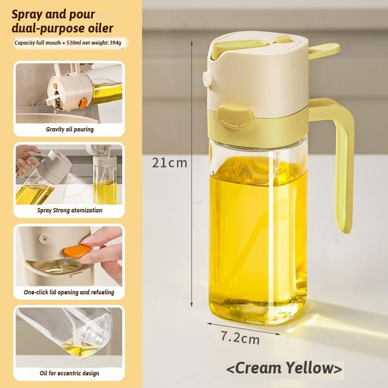 3in1 530ml Glass Olive Oil Sprayer Cooking Oil Dispensers Mister for Air Fryer Salad BBQ Kitchen Baking Gravity Auto Open&Close