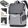 Men's Large Capacity PU Leather Travel Backpack with Functional Workwear Design