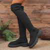 Women Ankle Boots Chunky Platform Knitted Long Boots Women New Trend Slip On Shoes Woman Thick Bottom Luxury Knee High Boots