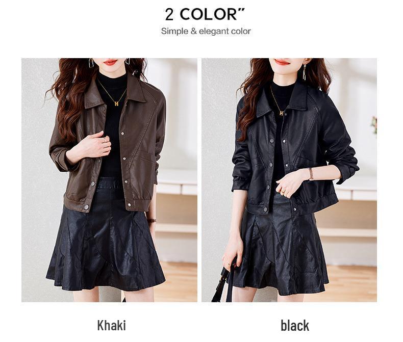 2025 Herbst/Winter Damen Trendige Kurze Schafslederjacke