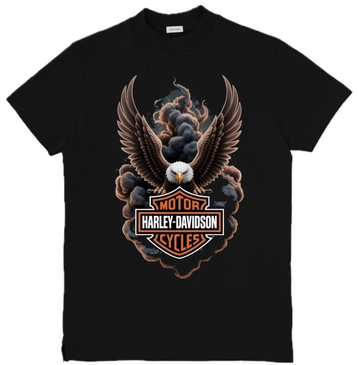 

Harley-Davidson Inspired Graphic Unisex T-Shirt Eagle Skull Graphic Tee S-3XL 23 L