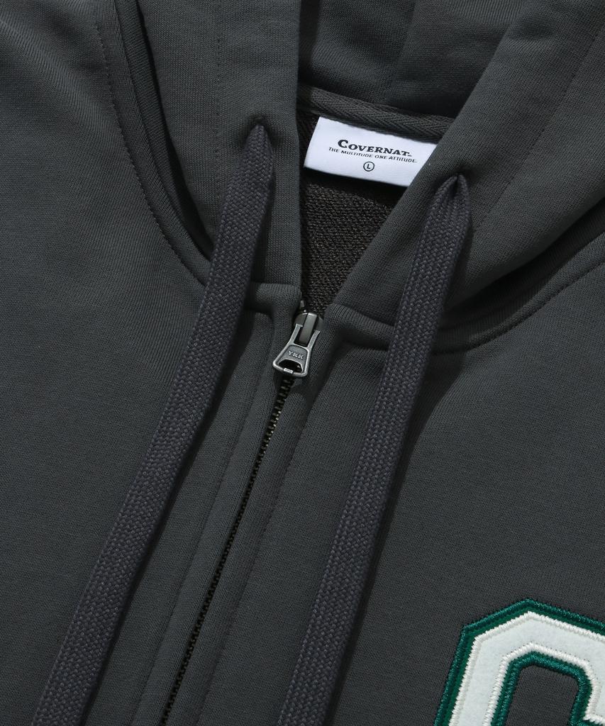 Covernat C Logo Zip-Up Hoodie Charcoal