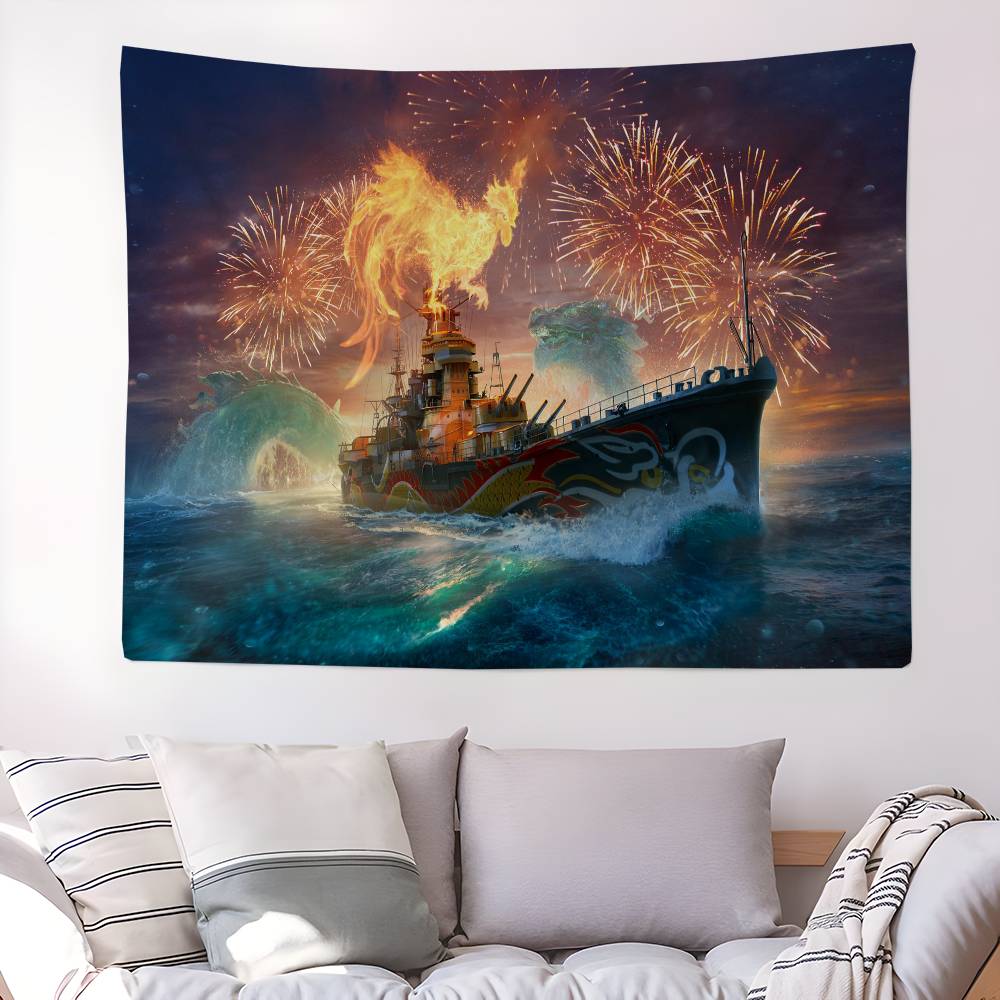 Warships Games World Of Warships Printed Large Wall Tapestry Cheap Hippie Wall Hanging Bohemian Tapestries Mandala Home Decor