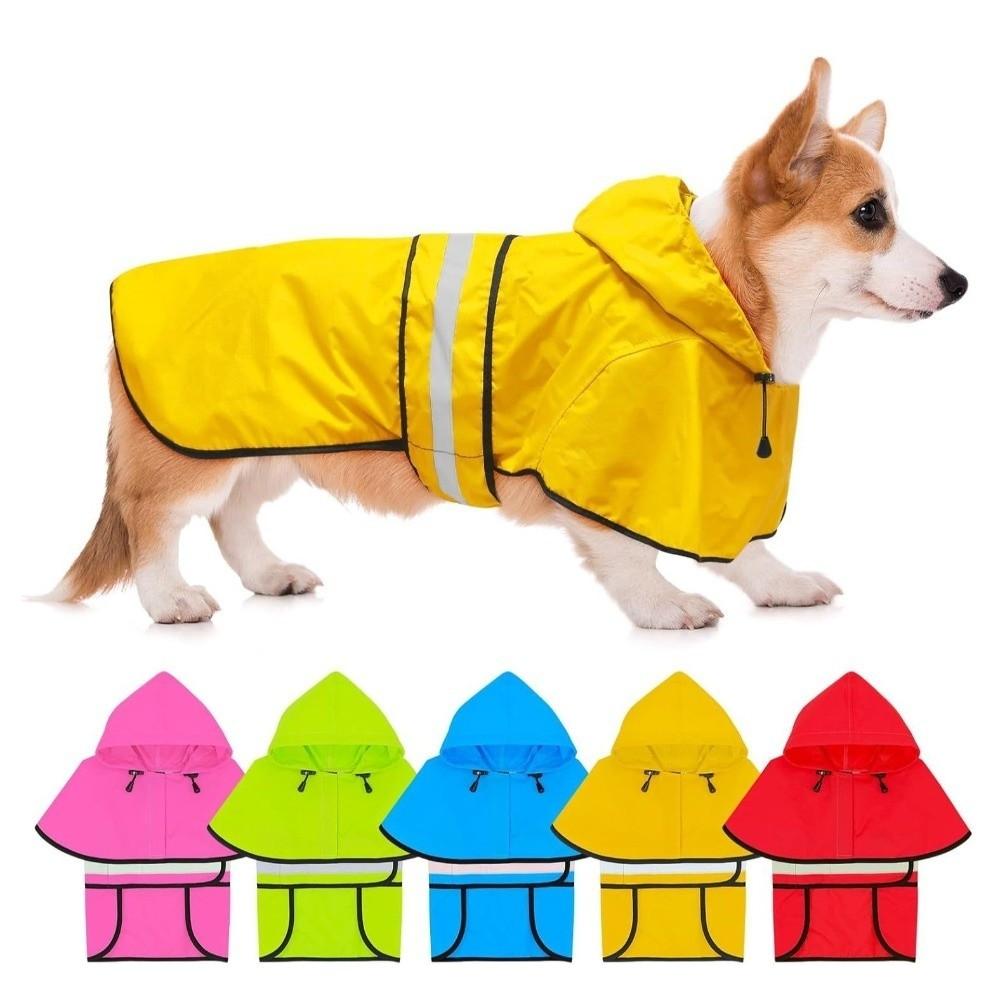 Reflective Strip Dog Hooded Raincoat Waterproof Pet Fluorescent Clothes  Labrador Retriever