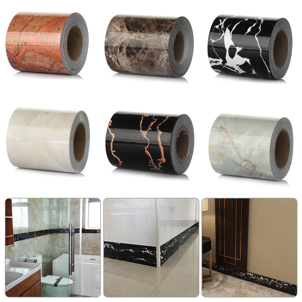 PVC Marbled Wall Border Stickers Self-adhesive Vinyl Decals Waist Line Wallpaper Waterproof Baseboard Living Room Home Decor