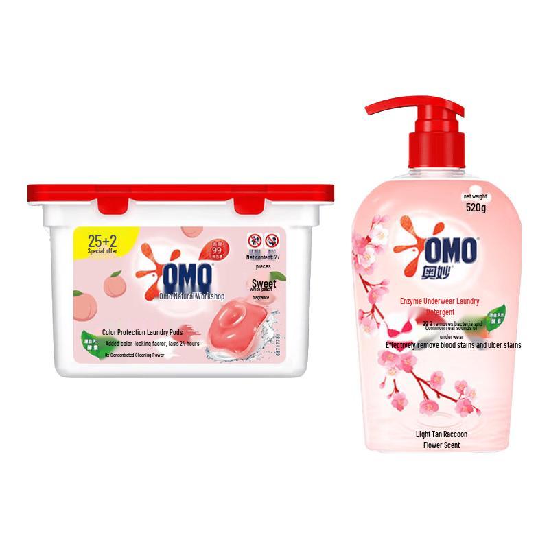 OMO Natural Workshop Персиковые стручки и Нижнее белье Жидкое средство для стирки Комплект