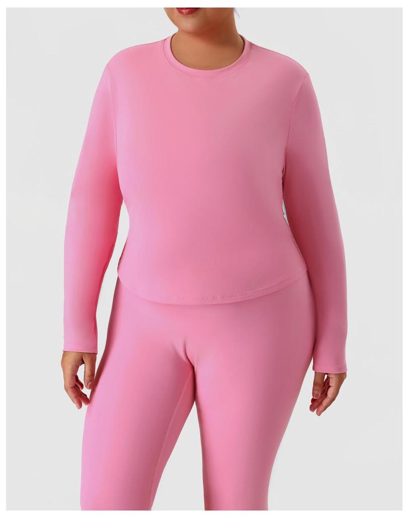 Plus Size Yoga & Running Set: Long Sleeve Top & Tight Pants for Women