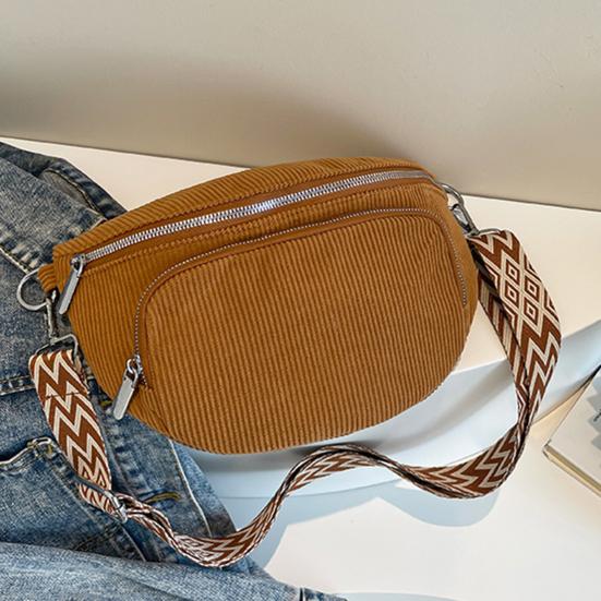 Cord Umhängetasche für Damen Crossbody Bauchtasche Lässige Hüfttasche mit verstellbarem Riemen für Reisen Laufen Ausflüge