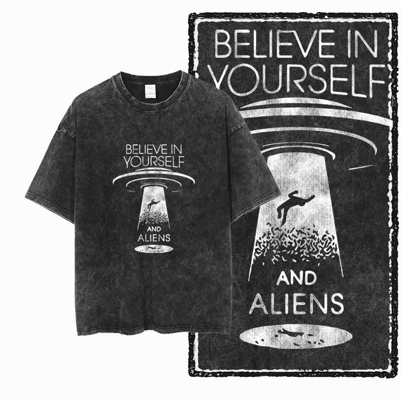 SA ASTRONAUT SPACE THEMES Printed  Acid Washed Graphic Unisex T Shirt Cool Streetwear Men Tshirts Big Size Tee for Men