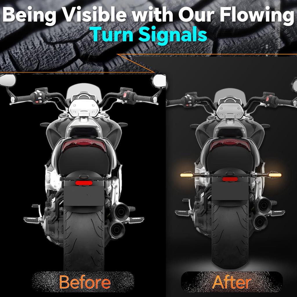 Alopee Motorcycle Yellow Flowing Turn Signal Light with M10 Volt IP65 Waterproof 4