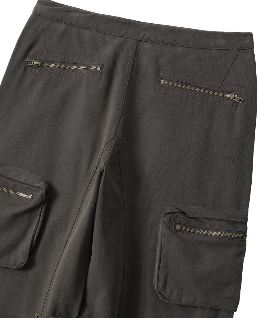 Uallong Lowrise Washed Curve Cargo Pants - Khaki