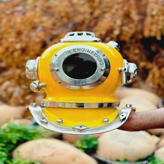 Yellow Diving Helmet Mini Divers Helmet Scuba Diving Helmet Helmet For Office and Home Decor Best Gift