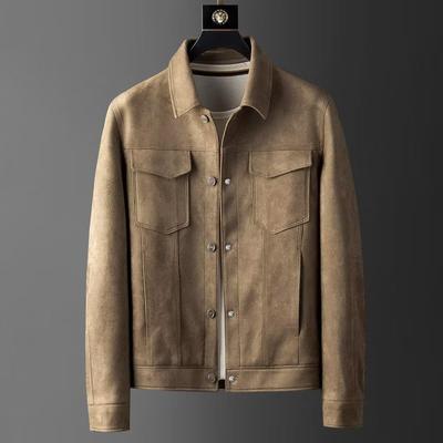 Herbst Winter Herren Casual Mode Wildleder Warme Bomberjacke Parkas Mann Outdoor Mode Umlegekragen Jacke Mäntel Oberbekleidung