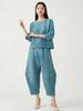 Miyake Women's High-End Flattering T-shirt & Irregular Harem Pants Two-Piece Set