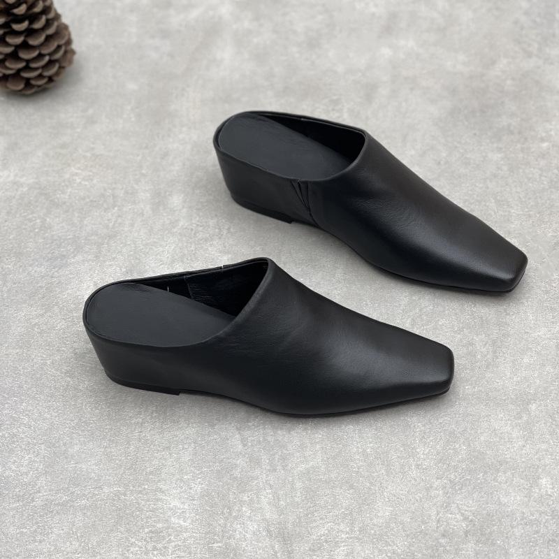 

Модные женские туфли в стиле ретро из натуральной кожи на весну и лето с носками и высокими каблуками, мягкие тапочки из коровьей кожи 40 чёрный