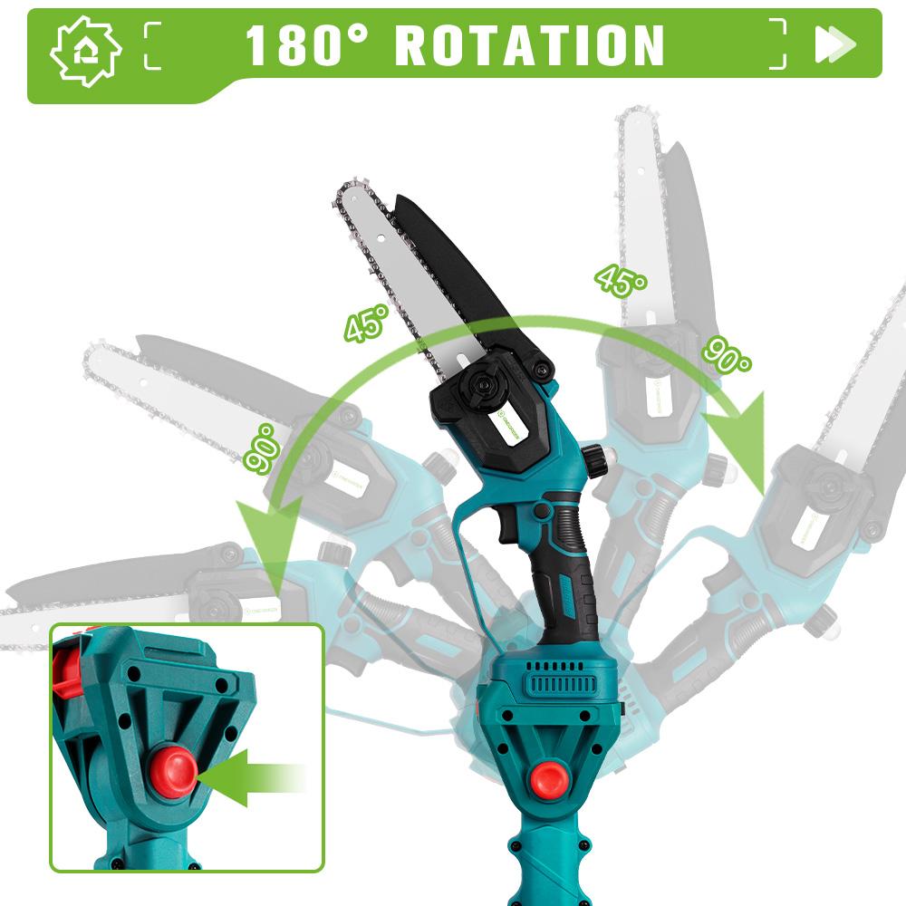 ONEGREEN Drujba electrică telescopică fără perii de 4500W 6 inch 205CM Reîncărcabilă unealtă electrică de grădinărit pentru baterie de 18V