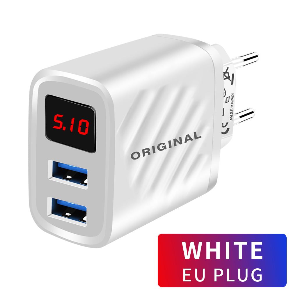 18W Dual USB Charger Quick Charge 3.0 2.4A Digital Diplay Fast Charging for iPhone Samsung Xiaomi Portable Phone Charger Adapter