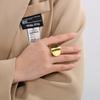 Golden Stainless Steel Oval Charm Ring For Women Polished Hip Hop Chunky Finger Ring Aniolls Trendy Party Jewelry Girl Gift