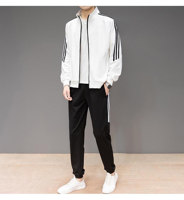 Men's Teen Three Stripes Casual Jacket & Pants Set - Spring/Autumn