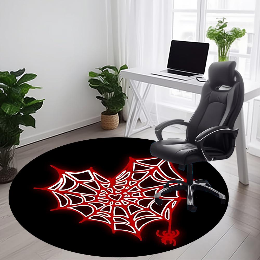 1pc Spider Web Office Round Area Rug, Indoor Mat Suitable ForOffice, Under Office Chairs Bedroom Living Room Home Decor, Room Deco q059