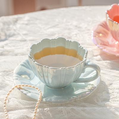 Petal Coffee Cup Saucer Set Ceramic Cup Gift Cup Afternoon Tea Mug Ins Water Cup High Appearance