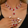 Sparkling Water Drop Rhinestone Necklace Earring Set Women Fashion Statement Jewelry Wedding Party Accessory