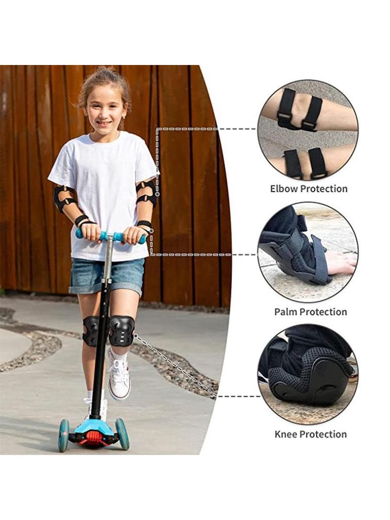 6PCS Kids Protective Gear Set for 3-15 Years, Knee Elbow Pads & Wrist Guards for Skateboard Cycling Skating Scooter