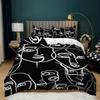 Black And White Simple Bedding Kit Digital Printing Quilt Cover Pillowcase Three-Piece Set