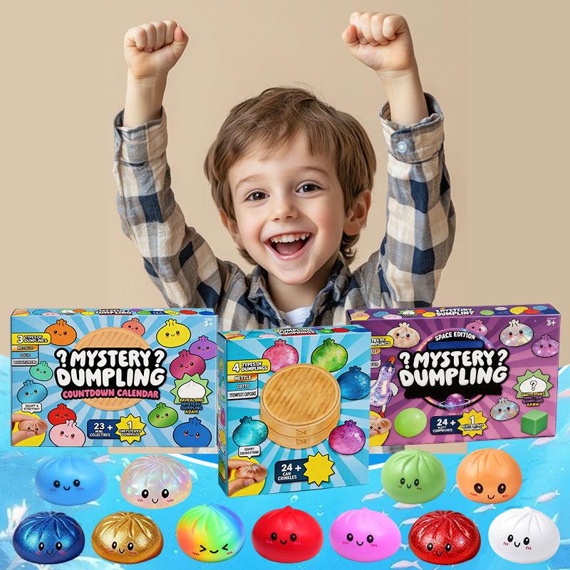 Kawaii Ravioli Giocattoli Morbidi Calendario dell'Avvento Ravioli a Lenta Risalita Sollievo dallo Stress Set Sensoriale Scatola a Sorpresa Decorazione da Scrivania Regali di Natale