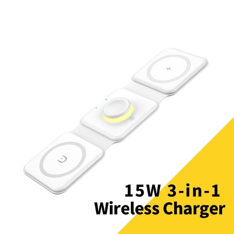 Essager Magnetic 15W Qi Wireless Charger Foldable Charger Stand for IPhone 14 13 12/Airpod /iWatch 7 6 Fast Charging