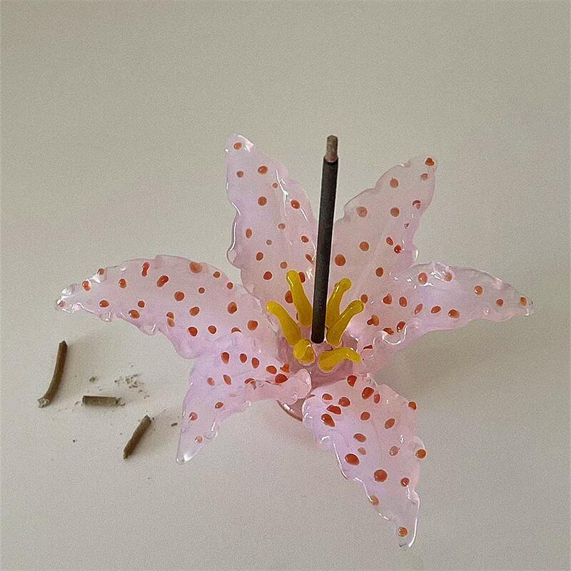 Cute Lily Shape Glass Fragrance Ornament Appearance Girl Pink Flowers Ins Wind Glass Fragrance Ornament