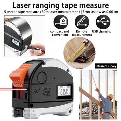 Multifunktionales Infrarot-Hochpräzisions-Entfernungsmessendes Elektronisches Laser-Stahlmaßband 2-in-1 Wasserdicht und Staubdicht