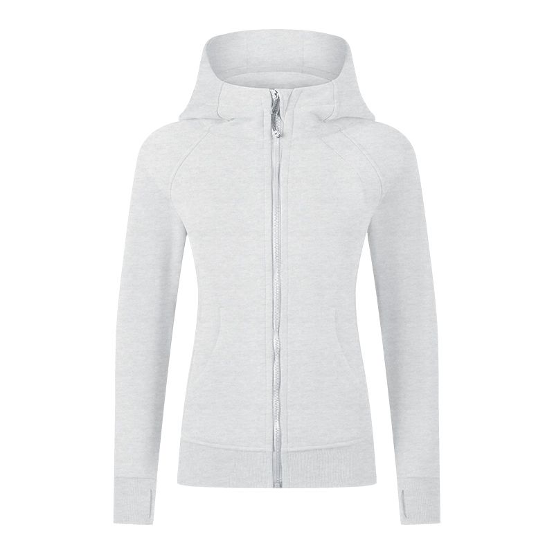 Waist-Tight Thin Yoga Wear Fall and Winter Running Jacket Workout Top Silm Hooded Cardigan Sweater Female Fleece-lined Thickened