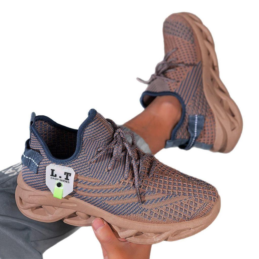 Wenzhou Men's Breathable Mesh Sneakers, Soft Sole, Height-Increasing, Black Running Shoes, Size 45