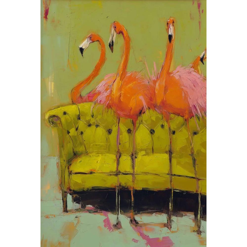 Colorful Vintage Flamingo Illustration Posters Natural Flowers Modern Prints Canvas Wall Art Pictures Home Living Room Decor