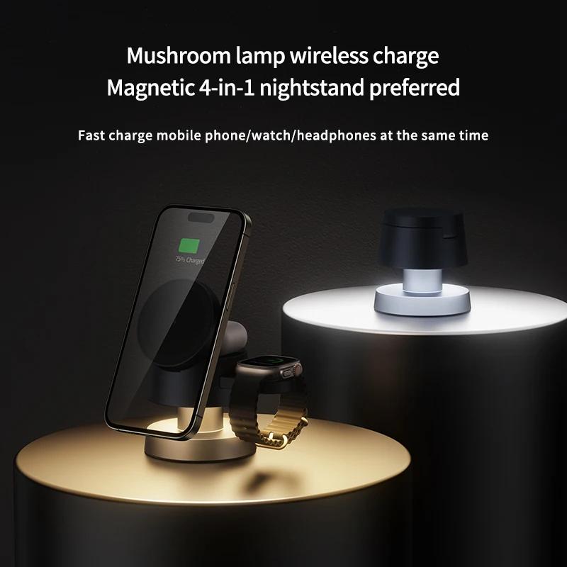 Magnetic Night Light Wireless Charger Stand For Magsafe iPhone 16 15 14 13 12 Apple Watch 9 8 Airpods Pro Fast Charging Station