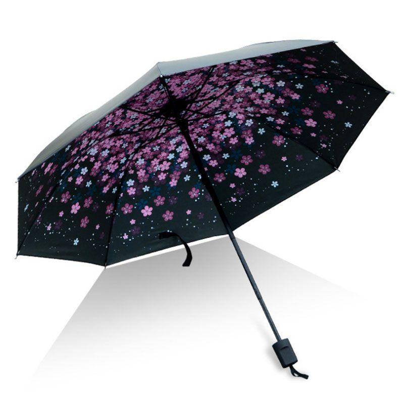 Sun Antiuv Rain Protection Windproof Flower Parasols 3 Umbrella Folding