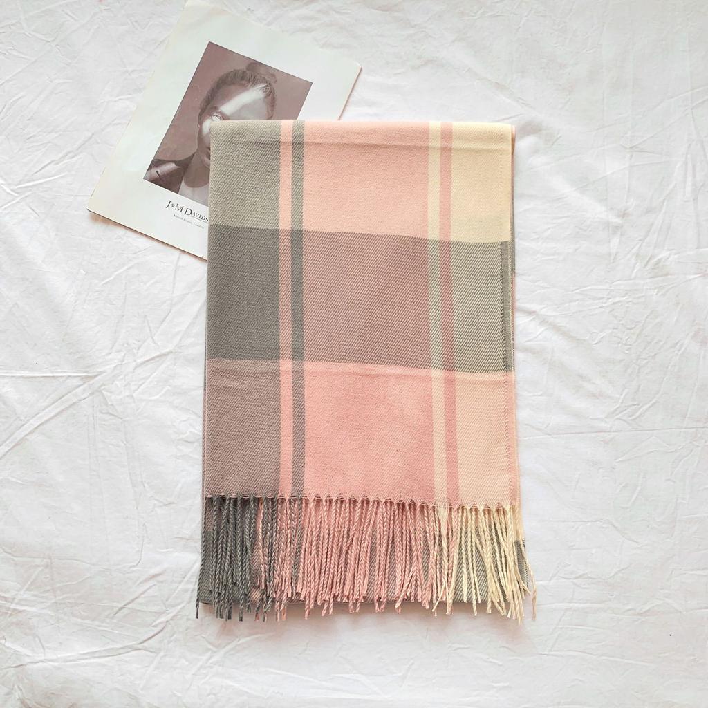 9-Color 2024 Autumn And Winter New Item Imitation Cashmere Thickened Warm Tassel Classic Plaid Temperament Shawl Scarf For Women