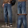 Spring And Autumn Winter New Men'S Plush/Regular Jeans Slimming Straight Stretch Business Versatile Long Pants