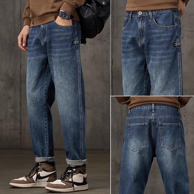 Spring And Autumn Winter New Men'S Plush/Regular Jeans Slimming Straight Stretch Business Versatile Long Pants
