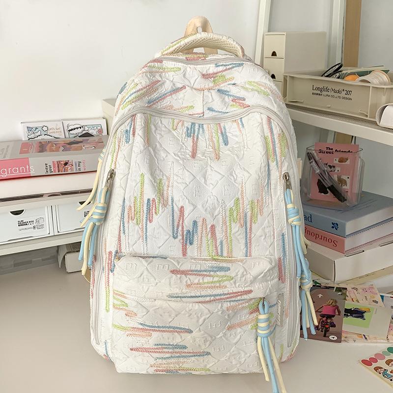 Schoolbag Children Elementary School Girls High School Large Capacity High Appearance Ins Striped Backpack