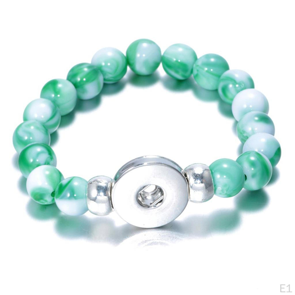18mm Resin Beads Bangles Snap Button Bracelets Jewelry Making Kit Gifts 23cm