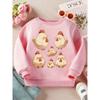 Kids Crewneck Sweatshirt, Cute Cartoon Chick Print Soft Long Sleeve Casual Top for Spring Autumn