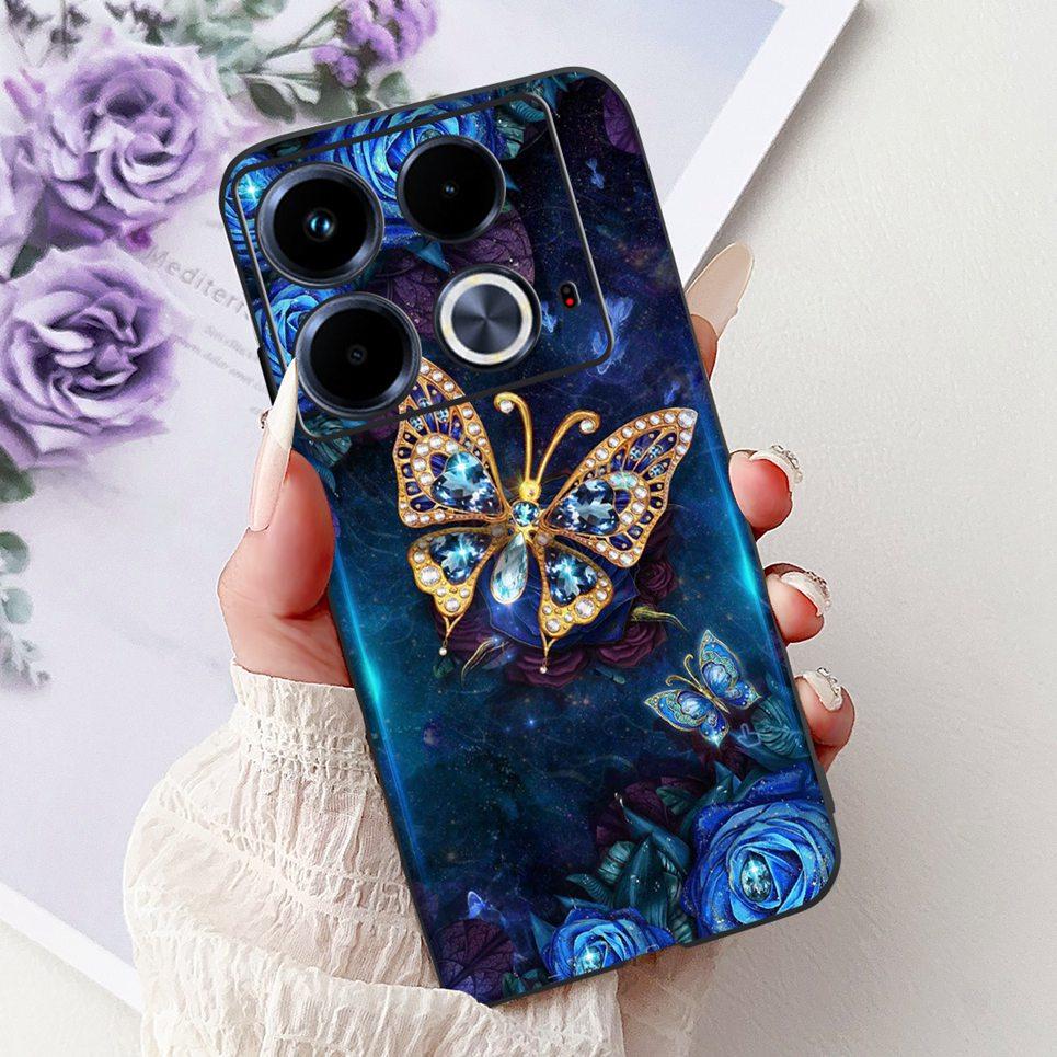 For Cover Infinix Note 40 40x 40Pro Plus Note40 Pro+ Phone Case Colorful Flower Butterfly Lxuru Women Fashion Soft Siliocne Etui
