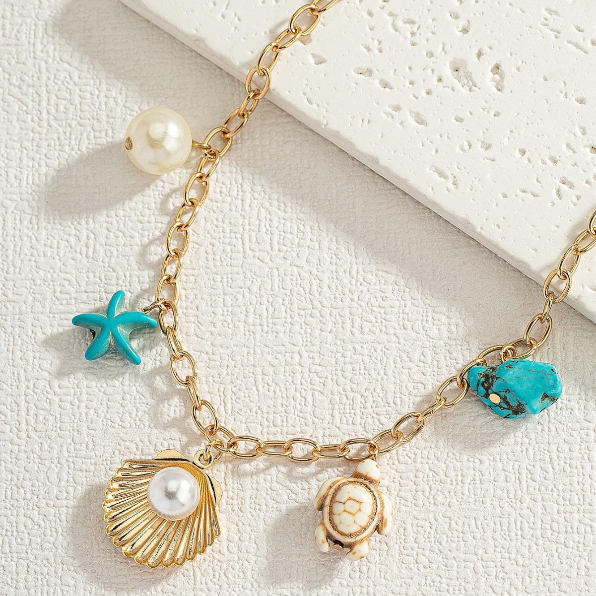 

Summer ocean series anklet starfish pearl shell turtle seaside vacation travel new