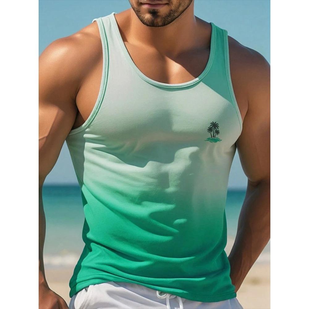 Sommer Freizeit Herren Ärmelloses T-Shirt Hawaiianischer Stil Herrenmode Rundhals Tanktop Outdoor Strand Herren Tanktop
