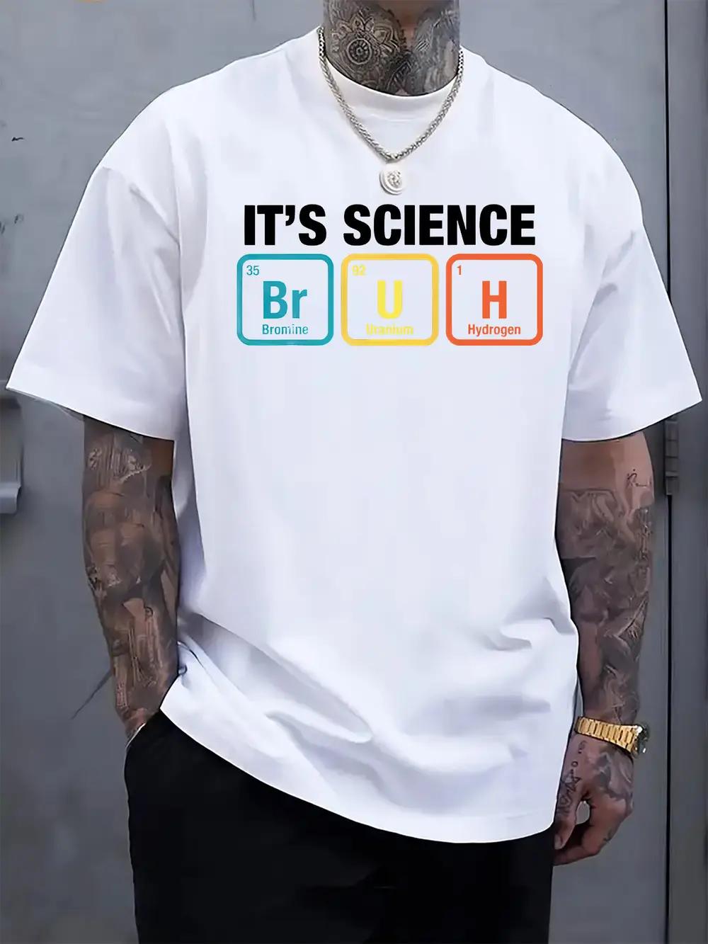 

Casual Graphic T-shirt - It S Science Element Print with Br XXL