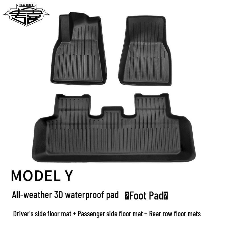 2022 Tesla Model Y TPE Non-Slip Wear-Resistant Foot Pads: 5/7-Seat Front & Rear Trunk Mats